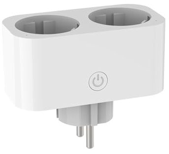 Janasiba Prise de Courant 2 en 1 Tuya WiFi pour Contrôle à Distance Sans Fil et Vocal 16A EU, avec Interrupteur de Sortie Domotique Intelligent, Programmation Via L'Application et Contrôle Vocal. Pris