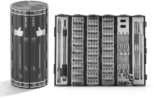 Heilanole Set di Cacciaviti Manuali Multifunzionale 128 In 1 con Punte Magnetiche per e, Kit di Utensili Multifunzionali per Riparazioni Domestiche per Laptop e PC.