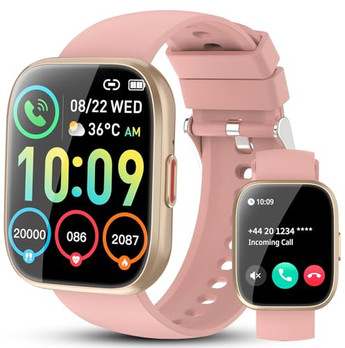Montre Connectée Femme Homme, 1.85 Smartwatch avec Appel Bluetooth, 112 Modes Sportifs Montre Fitness avec Podometre/Cardiofrequencemetre/Sommeil, Etanche IP68 Smart Watch pour Android iOS, Rose