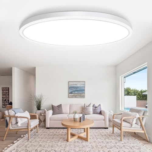 Brightever 19 Inch Large Flush Mount Ceiling Light Fixtures, 4200LM 360W Equivalent, 5000K Daylight White, 0.67 Inch Ultra Thin Surface Mount LED Ceiling Lights for Living Room, Non-Dimmable, 1 Pack