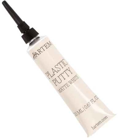 Hartem - Plastic Putty, Masilla Plástica Líquida, Secado Rápido Y Acabado Blanco Mate, Aplicación directa o con pincel, Ideal para tapar grietas y uniones de figuras, 20 ml