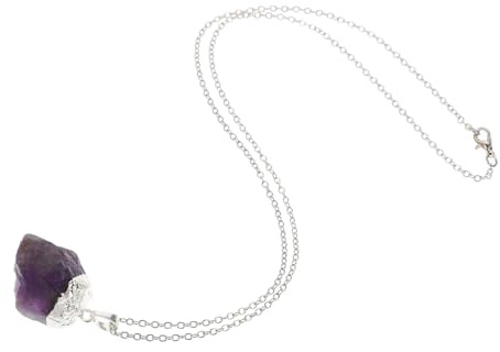 Veemoon Amethyst Lila Halskette Unregelmäßige Rohstein Anhänger aus 1 Stück Schmuckzubehör für Familie und Beziehung