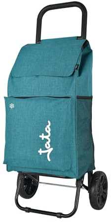 JATA HCAR2503 - Carro de la Compra 2 Ruedas. De 40L con Bolsa Refrigerante para Congelados. Carga hasta 30 kg. Bolsillos Laterales y Trasero. Chasis de Acero. Ligero