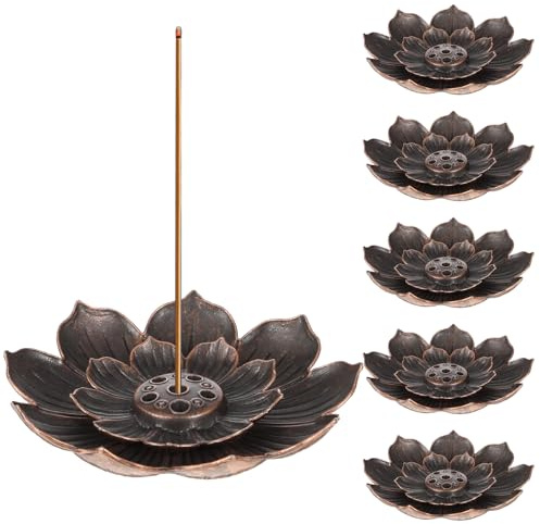 6 PCS Incense Stick Holders, Lotus Incense Sticks with 6 Holes, Copper Burner Holder for Home Fragrance Meditation Yoga Sauna Spa