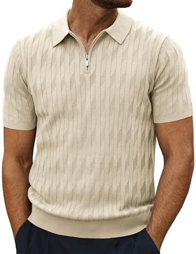 PJ PAUL JONES Mens Polo Shirts Stretch 1/4 Zip Knitted Tshirt Golf Tops