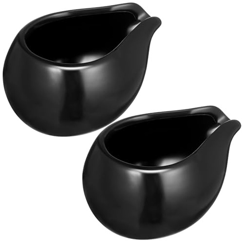 Set di 2 Brocche in Ceramica Nere per Latte, Salsa e Cucina | Compatte e Leggere, per Colazione e Tavola, Contenitori Pratici, Stile Semplice per Casa e Feste