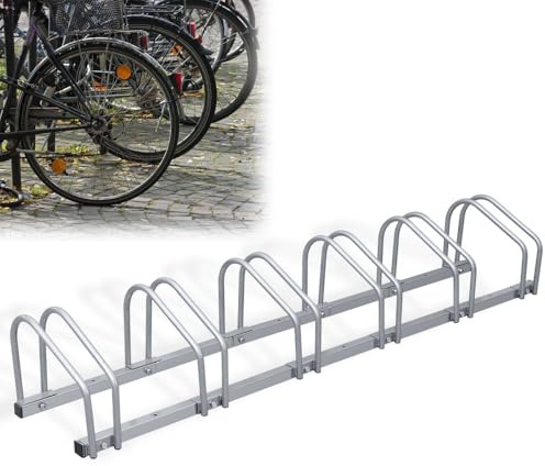 Fahrradständer Boden für 6 Fahrräder, 30cm Radabstand 35-55mm Reifenbreite rostfreier Stahl selbstsichernde Schrauben Boden oder Wandmontage Mehrfachständer Fahrradhalter Aufstellständer