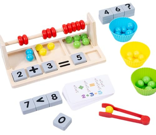 Kinder Rechenschieber Spielzeug aus Holz | Pädagogisches Frühförderungsspielzeug | Zählspiel mit Perlen Sortier Spiel Lernspiel | Für Kinder Mädchen Ab 3 Jahre Zuhause Kindergarten Vorschule