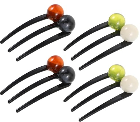 KONTONTY Chignons pour Cheveux pour Femmes 4pcs Fourche à Cheveux Style Français à Trois Dents en Plastique Maintien Sûr et Coiffage Rapide pour Activités Quotidiennes et Sorties