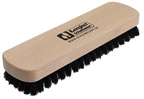 Buchenholz Schuhbürste mit Naturborsten - 18cm Glanzbürsten für die Reinigung oder Politur - großer Schuhbürsten Griff aus Buchenholz - Polierbürste Made in Germany (Polierbürste dunkel)