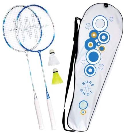 Sure Shot unisex badminton Athen två spelare vuxna set, blå/silver/vit, 66,9 cm