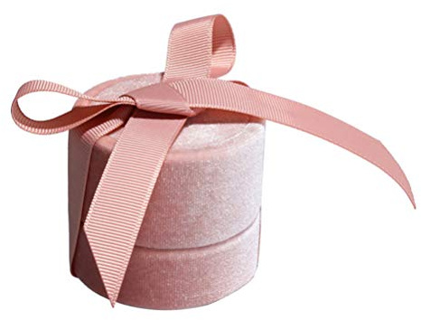 Fenical 1 stück Vintage Ring Box samt geschenkbox für schmuck aufbewahrungskoffer Hochzeit vorschlagen Jahrestag (rosa kleine größe)