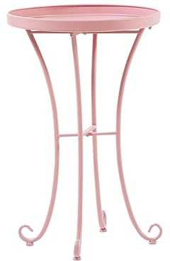 Beliani Balkontisch Metall rosa rund ⌀ 40 cm verschnörkelt französischer Stil Cavina