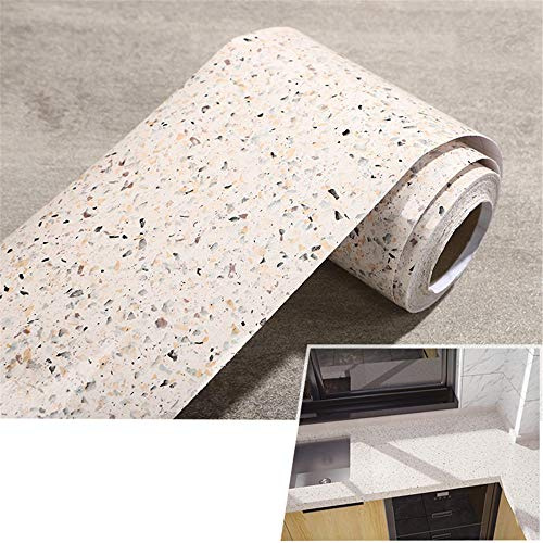 Guest Ruyunlai Tapetenbordüre selbstklebend PVC Sockelleiste Dekorative Bordüre Selbstklebende Home Bordüre Küche Badezimmer Wohnzimmer Beiger Terrazzo 20CM X 500CM