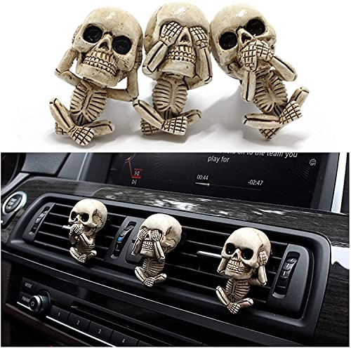 Auto Duft Lufterfrischer Zubehör Innenraum Totenkopf Geschenk Deko, 3 Stücke Skelett Autoduft Neuwagen Diffuser Dekoration, Auto Parfüm Duftspender Autozubehör Geschenke für Männer Frauen