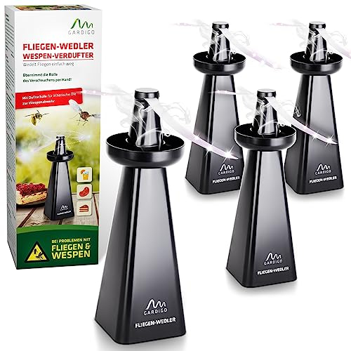 GARDIGO® Wespenwedler/Fliegenwedler - 4er Set I Mit einzigartiger Wespen Abwehr Schale | Insektenschutz gegen Wespen, Fliegen, Mücken | Fliegenvertreiber, Fliegenabwehr, Wespenschutz, Mückenabwehr