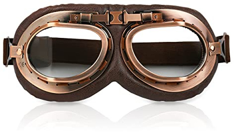 Cosplay Goggles Steampunk Motorcycle Goggles Costume Retro Pilot Style (Brown - Clear Lens)