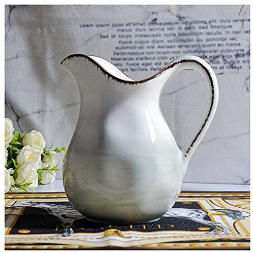 liushop Gravy boat Large Hand-painted Milk Jug European Large-capacity Milk Jug Ceramic Material 1200ml Suitable for Lemonade Hot Maple Syrup or Other Beverages Sauce Boat