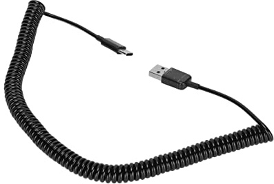 Tipo C a USB 2.0 Macho, 3 Metros / 9.8 Pies Cables en Espiral en Espiral Cable de Resorte Tipo C Adaptador en Espiral en Espiral para Cargar Negro