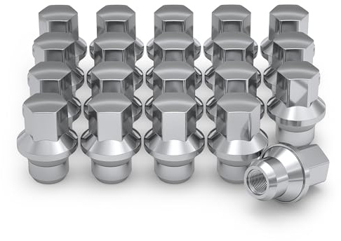 White Knight M12x1.5 Lug Nuts for Select Chrysler & Dodge Grand Caravan, Pacifica, Voyager, Journey, Town and Country with Steel Wheels. Factory Style Chrome ET Bulge Acorn – WN18107-20AM (20 Pack)