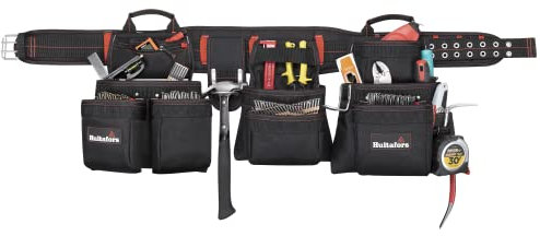 Hultafors Work Gear HT5652 Professionelle Schreiner-Kombi-Schürze, robuster Werkzeuggürtel aus ballistischem Polyester, Zwickel-Stil Vordertaschen, Reißverschlusstaschen, 2 Hammerschlaufen,