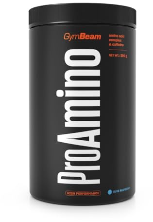 GymBeam ProAmino - Complesso di 9 Aminoacidi Essenziali con Formula GreenEnergy - EAA Aminoacidi Essenziali Polvere - Con BCAA 4:1:1 - Arricchito con Caffeina e Estratti di Tè (390 g, Lampone Blu)