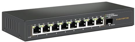 Commutateur Ethernet 2.5G Non administré avec 8 Ports 2.5G Base-T et 1 Ports Uplink 10G SFP, Compatible avec 100/1000/2500Mbps, Design sans Ventilateur, Commutateur réseau 2.5Gb en métal (9)