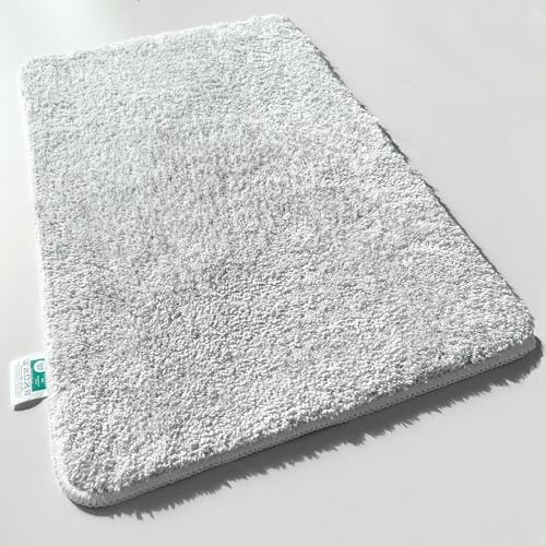 casa pura Badematte weiß weicher, Flauschiger Badezimmerteppich in Shaggy Optik, Badvorleger rutschfest waschbar - Duschvorleger, Teppich Fußmatte für Badezimmer, Dusche 80 x 150 cm, Sky Soft