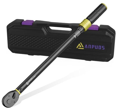 ANPUDS Clé Dynamométrique 1/2, 50-350 Nm, Précision ±3%, 72 Dents | Tête Réversible, Double Direction, avec Coffret, Clé Dynamométrique Auto, Voiture, SUV, Camping-car, Tracteur