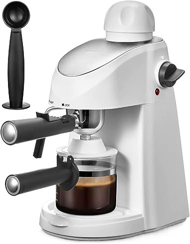 UPIKIT Machine à Expresso, avec mousseur à Lait, Machine à Expresso avec Vapeur, cafetière Expresso 3,5 Bars, Machine à Expresso et Cappuccino (Color : White)
