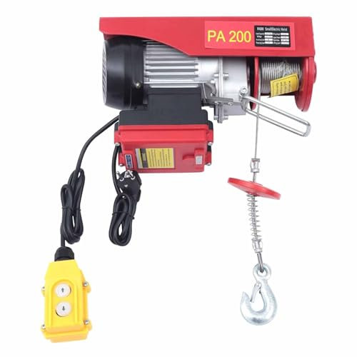 PixCy Montacargas Eléctrico, Grúa De Elevación Eléctrica De 200-800kg, Nuevo Elevador Portátil, Cabrestante De Garaje con Control Remoto por Cable E Interruptor De Límite,150KG*12M-220V