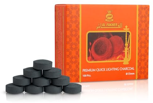 Al Faker Carbón de Madera para Shisha (33mm), Cachimba, Hookah,Quemador, Incienso, Incensiario, Pack de 3 Paquetes de 100 Pastillas (3kgs), 300 Carbones,Larga duración, Mejor relación Calidad Precio.