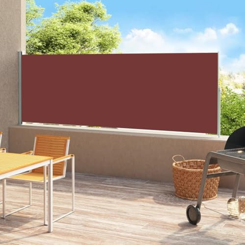 Seitenmarkise Ausziehbar, Sonnenschutz Sonnenrollo Sichtschutzzaun Seitenrollo Geeignet für Terrasse Innenhof Garten Balkon 180x500 cm Braun