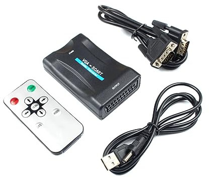 Gadpiparty Adaptador Vga Scart Convertidor Escalador para Pc TV Monitores Entrada Vga y Salida Scart