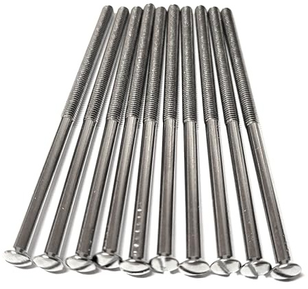 Pack of 10 Chrome Electrical Screws 75mm X 3.5mm Chrome Long Socket Screw Switch Plugs Fixings Raised Slotted Head