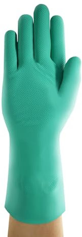 Generico da Lavoro in Nitrile, Protezione Multiuso per Usi Alimentari, Domestici e Professionali, Guanti Riutilizzabili Senza Lattice, Colore Verde, (4 Paia) (Taglia (8) M)