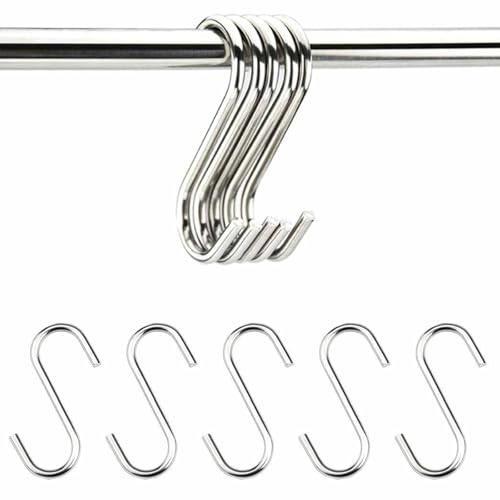 20 Pack S Hooks, S Shaped Heavy Duty Hanging Sturdy Metal Hooks, Stainless Steel S-Shaped Hooks, for Hanging at Kitchen Bathroom Bedroom Living Room and Office (5cm)