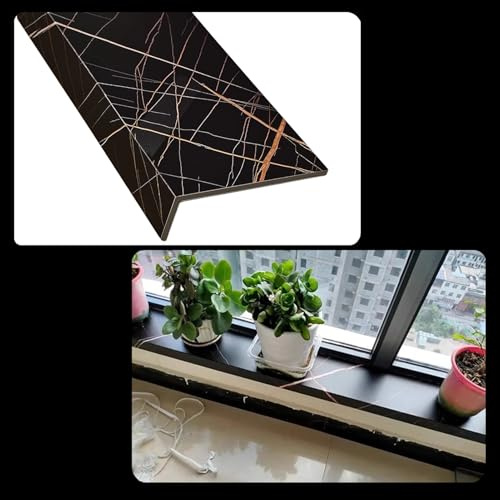 Copertura per davanzale in acrilico nero e oro, per davanzale della finestra, tagliabile, per soggiorno, cucina e camera da letto, rivestimento in acrilico duro per davanzale della finestra, 60 cm x