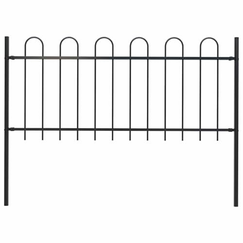 Tidyard Clôture de Jardin avec Dessus en Cerceau Acier 1,8 m Noir Clôture de Jardin Décorative Protection pour Plantes, Extérieur, Cour Arrière Style B