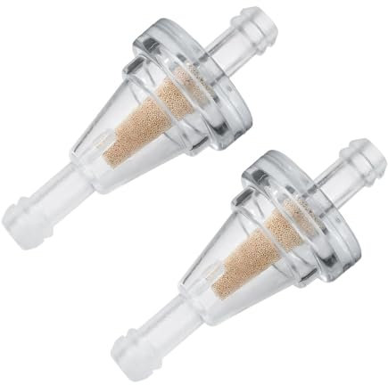 2 Pack Inline Fuel Filter, Small 90 Degree In Line Fuel Filters for 1/4 Fuel Line Gas Engine, Copper Core Transparent Clear Gasoline Cup Replacement, Compatible with Motorcycle Bike