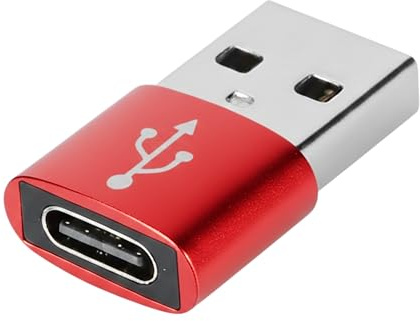 USB to USB C Adapter for i-Phone 16 15, PD 20W USB-C Type C Fast Car Charger Adapter Plug for i-Phone 14, 13, 12, 11, Sam-sung S24, S23, S22 S21 S20 and More, Type C Female to USB A Male (Red)