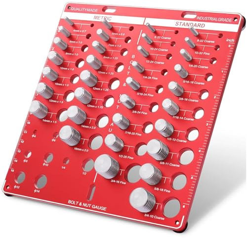 Upriver Thread Checker, 34 Nut & Bolt Thread Size Checker, Thread Gauge Identifier for 19 Standard & 15 Metric, Quickly Identifying Nut And Bolt Professional Bolt Sizer Measuring Tool