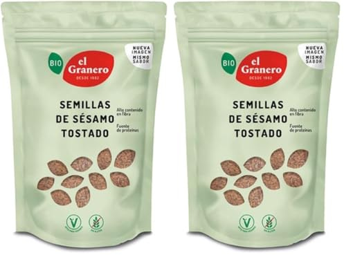 El Granero Integral - Semillas de Sésamo Tostado 400 g - Rico en Vitaminas - Fuente de Sodio y Potasio - Favorecen el Correcto Funcionamiento del Sistema Nervioso - Aptas para Veganos (Paquete de 2)