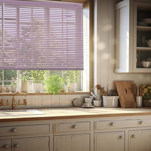 120cm Alu-Jalousie, Bohren Aluminium-Jalousie, 25mm Lamellen Metall Jalousette, Innen Sichtschutz Fenster Rollo, Verdunkelungsrollo für Zuhause Büro 60cm 70cm 90cm 115cm(Rosa)