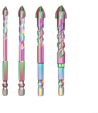 URPIZY Lot de 4 forets 95 mm en carbure de tungstène pour verre, bois, métal, carrelage, béton, maçonnerie, 6/8/10/12 mm - Foret au carbure haute résistance multifonction