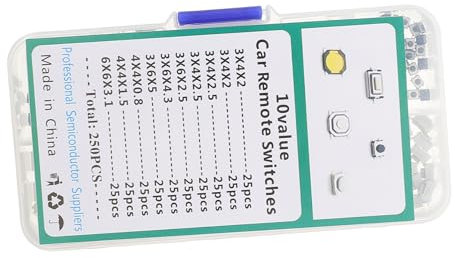 MUELODSIC 250pezzi Interruttore a Pressione Pulsante off Per Auto Accessori e Ricambi Di Veicoli Per Progetti Di Elettronica e Riparazioni Fai Da Te