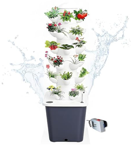 Système Hydroponique Tour Hydroponique, 30 Pots Tour De Tour Aéroponique Tour De Plantation Avec Irrigation, Planteur Vertical, Tour De Pompe Pour Le Jardinage De Cuisine à La Maison(Color:noir)