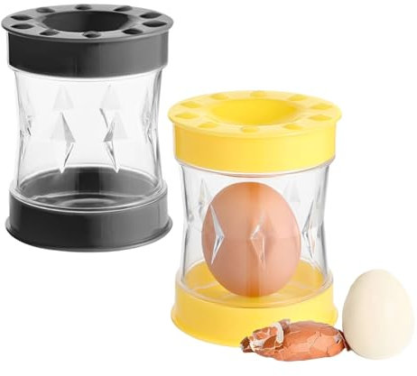 2 Pcs Egg Peeler for Hard Boiled Eggs, Boiled Egg Peeler, Quickly Remove The Shell,Easy to Clean,Convenient Kitchen Tool for Breakfast and Party Food Preparation (Yellow, Black)