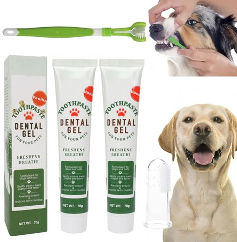Set Dental para Perros,Set Higiene Dental para Perros,Incluye cepillos y Pasta Dentrífica,Kit de Cuidado Dental,Cepillos Dientes Caninos,Dog Toothpaste,Higiene Dental