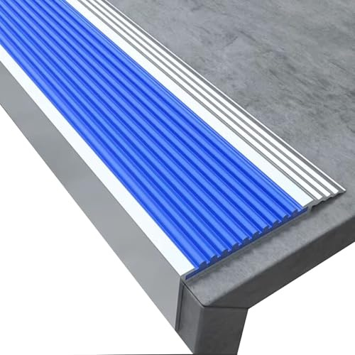 Generisch Selbstklebende Treppenkantenprofil, Anti-Rutsch-Streifen Aus Aluminiumlegierung für Treppen, Kantenschutz für Treppenstufen(Blau)
